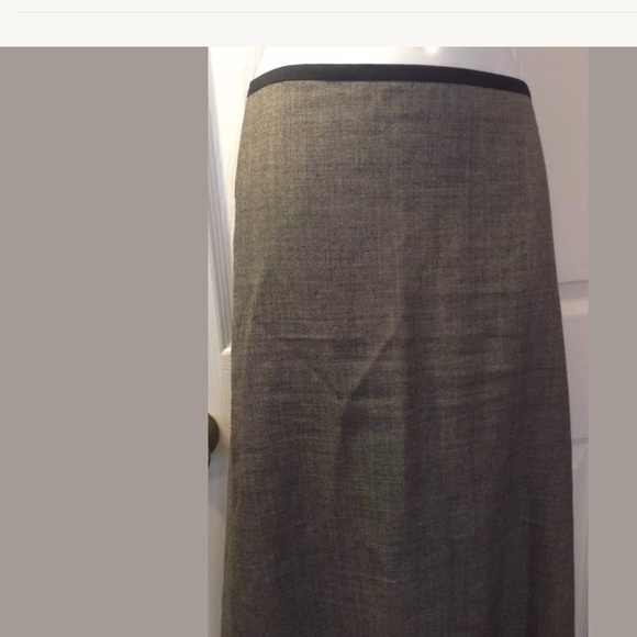 J.CREW 6T 100% Wool Maxi Skirt Gray Black Straight Tall Vintage - Picture 2 of 7